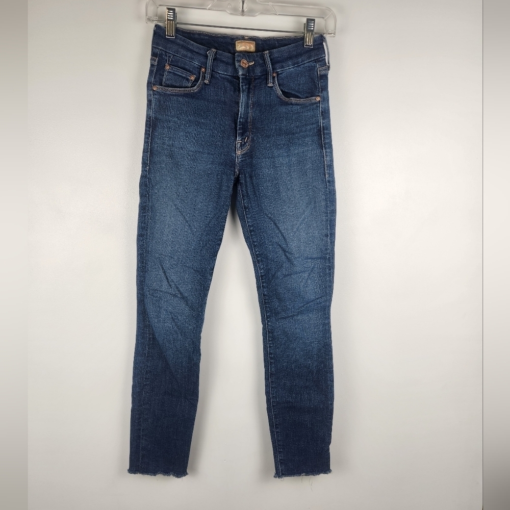 MOTHER Denim Looker Ankle Fray Skinny Jeans - Dark Wash - Size 24